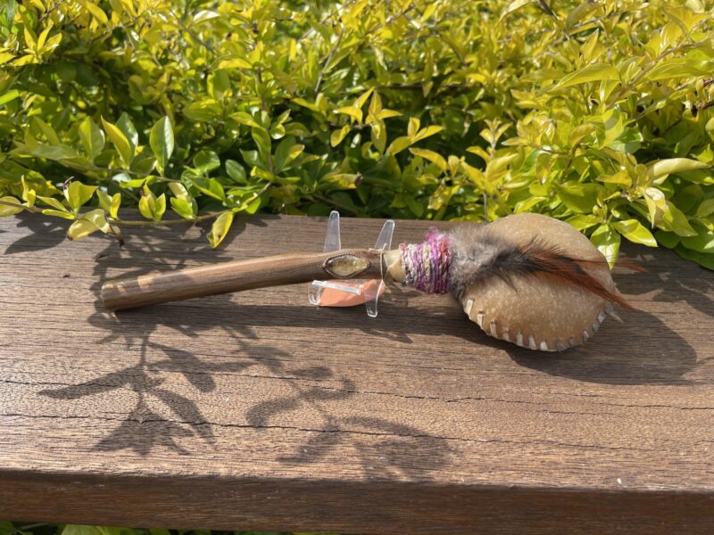 This is Ceremonial Goat Hide Rattle with Citrine (30cm)