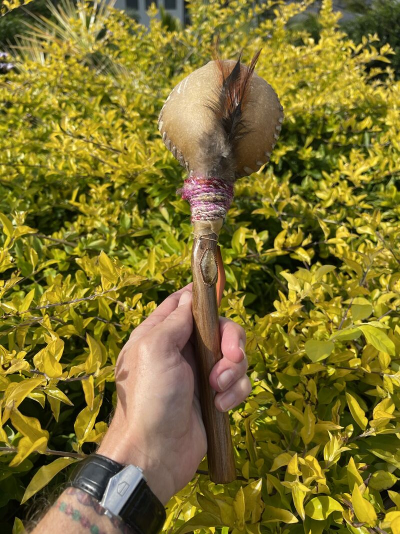 This is Ceremonial Goat Hide Rattle with Citrine (30cm)