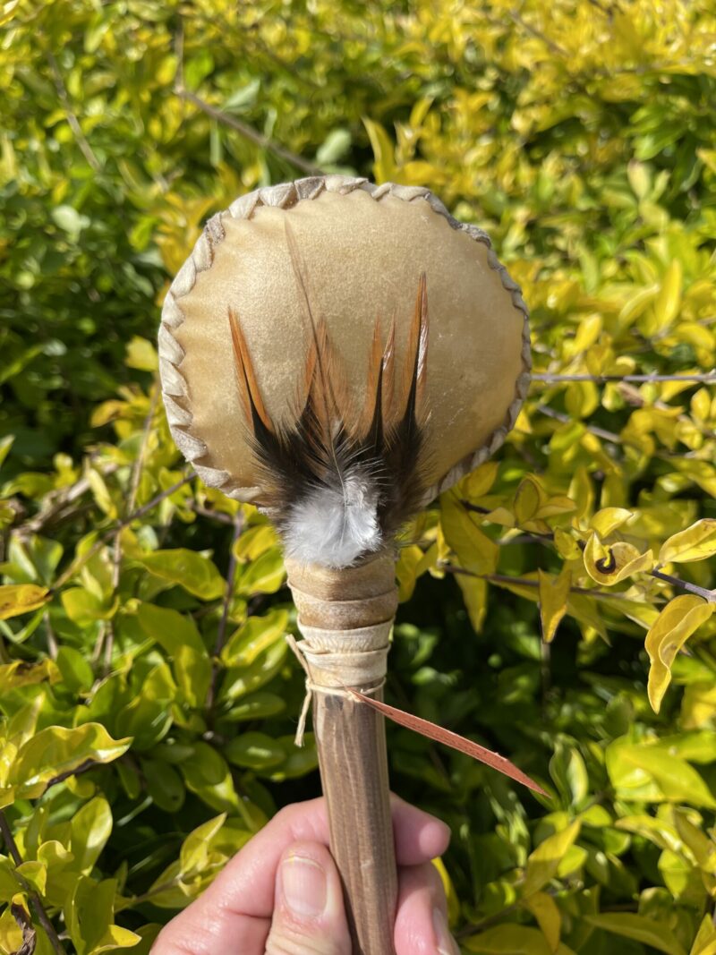 This is Sacred Sound Goat Hide Rattle (30cm)