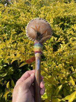 This is Ceremonial Goat Hide Rattle with Blue Kyanite (30cm)