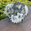 This is Mystical Stonehenge Moss Agate Green Man Carving (779g)