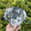 This is Mystical Stonehenge Moss Agate Green Man Carving (779g)