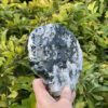 This is Mystical Stonehenge Moss Agate Green Man Carving (779g)