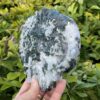 This is Mystical Stonehenge Moss Agate Green Man Carving (779g)