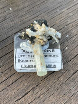 This is Zambian Aquamarine with Feldspar and Quartz