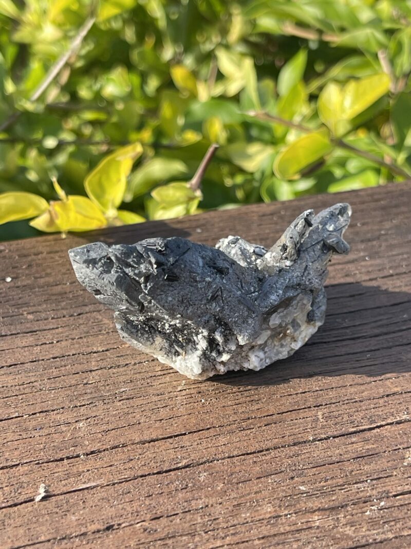 This is Mysterious Dark Smoky Quartz with Black Tourmaline (76g)