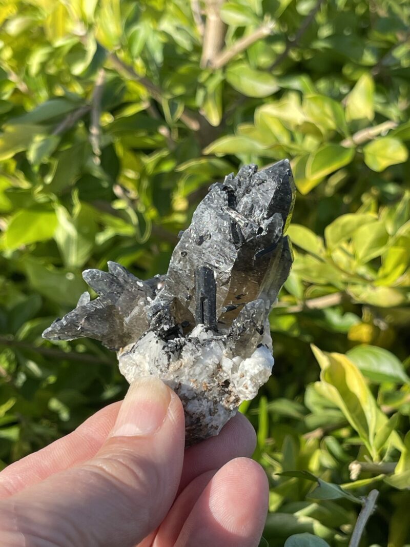 This is Mysterious Dark Smoky Quartz with Black Tourmaline (76g)