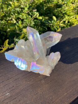 this is Celestial Angel Aura Quartz Cluster: 770g of Divine Connection and Spiritual Mastery"