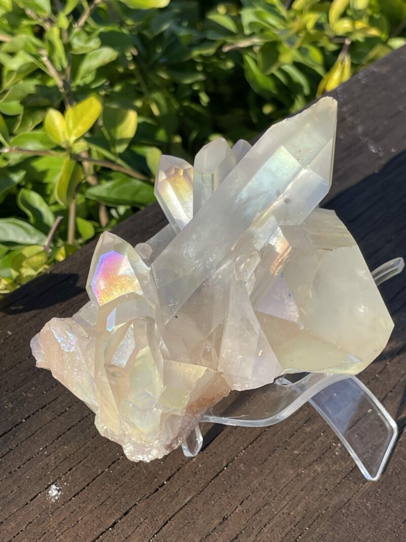 this is Celestial Angel Aura Quartz Cluster: 770g of Divine Connection and Spiritual Mastery"