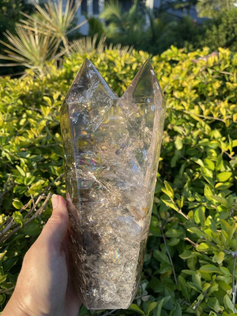 This is Rainbow Infused Twin Soul Smoky Quartz 2.1kg of Harmonizing Energy, Spiritual Unity, and Love Connection