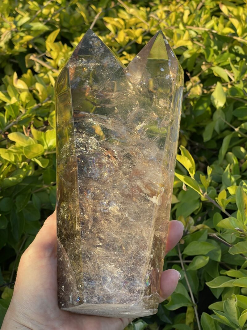 This is Rainbow Infused Twin Soul Smoky Quartz 2.1kg of Harmonizing Energy, Spiritual Unity, and Love Connection