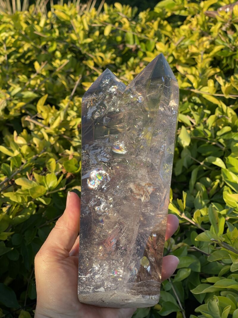 This is Rainbow Infused Twin Soul Smoky Quartz 2.1kg of Harmonizing Energy, Spiritual Unity, and Love Connection