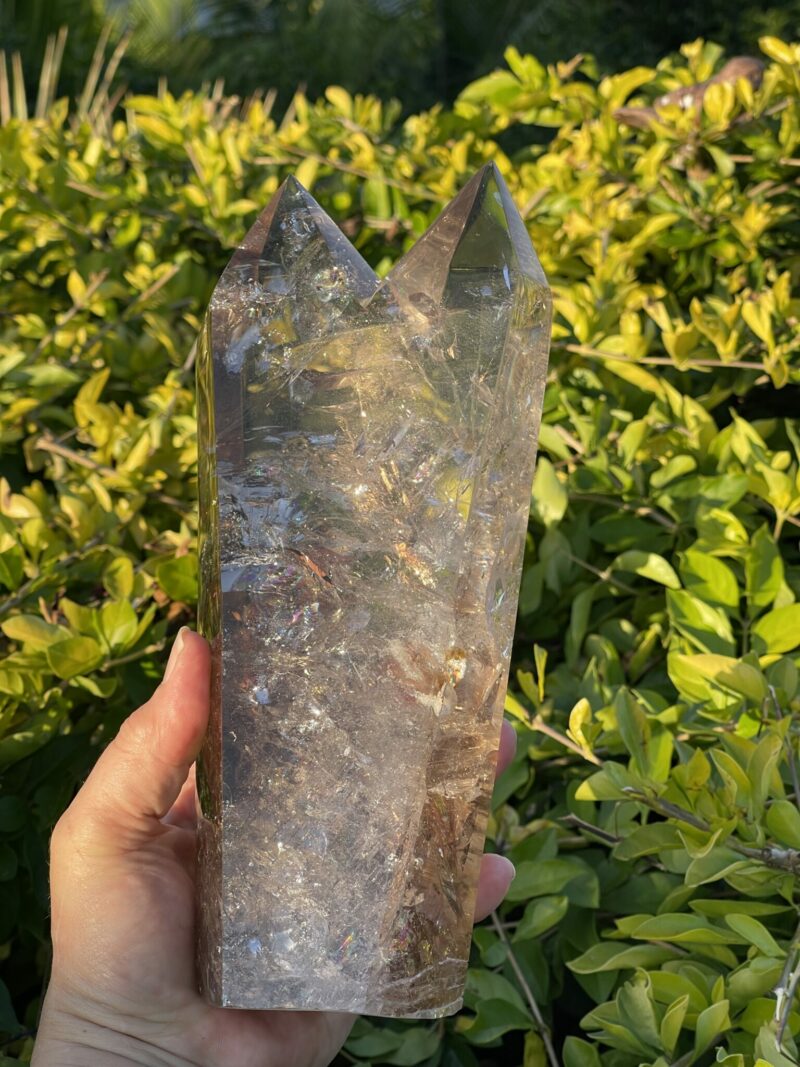 This is Rainbow Infused Twin Soul Smoky Quartz 2.1kg of Harmonizing Energy, Spiritual Unity, and Love Connection