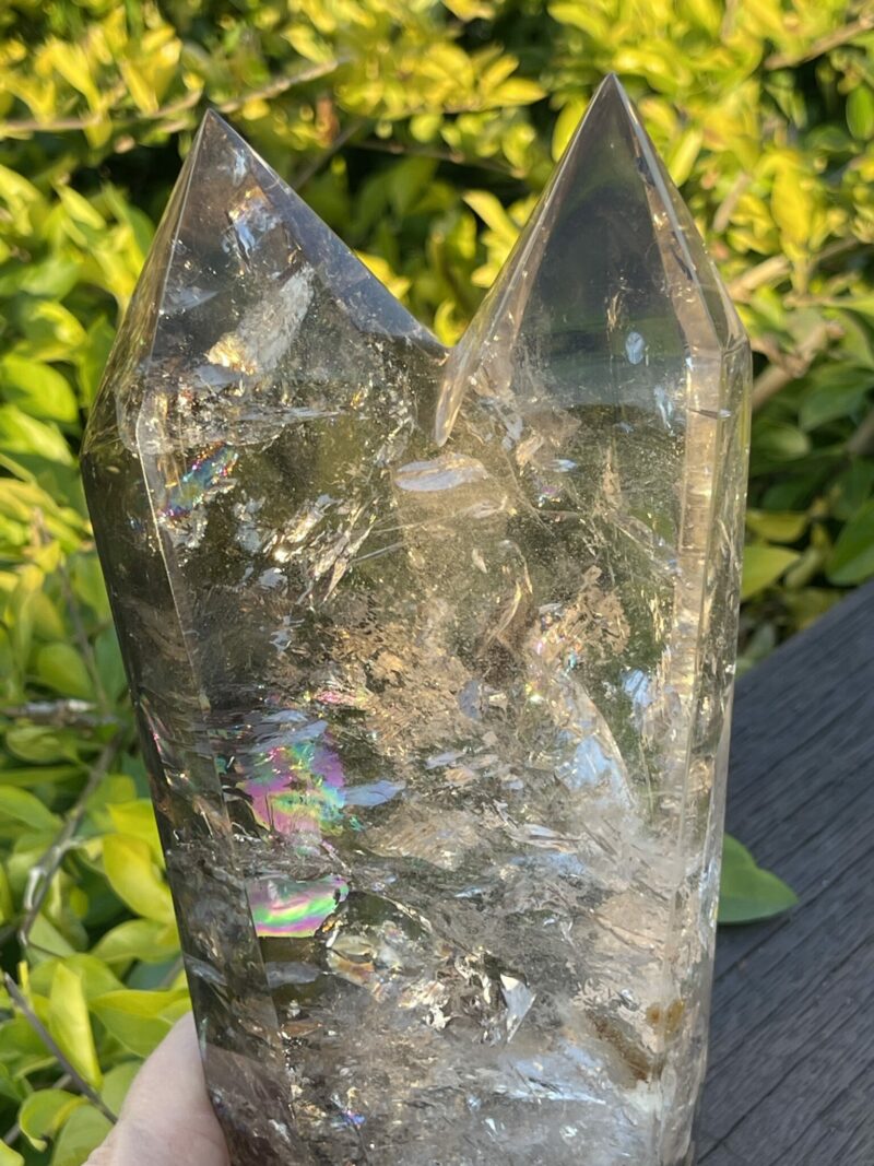 This is Rainbow Infused Twin Soul Smoky Quartz 2.1kg of Harmonizing Energy, Spiritual Unity, and Love Connection