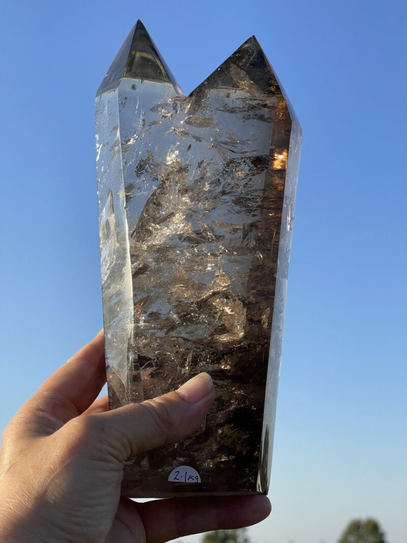 This is Rainbow Infused Twin Soul Smoky Quartz 2.1kg of Harmonizing Energy, Spiritual Unity, and Love Connection