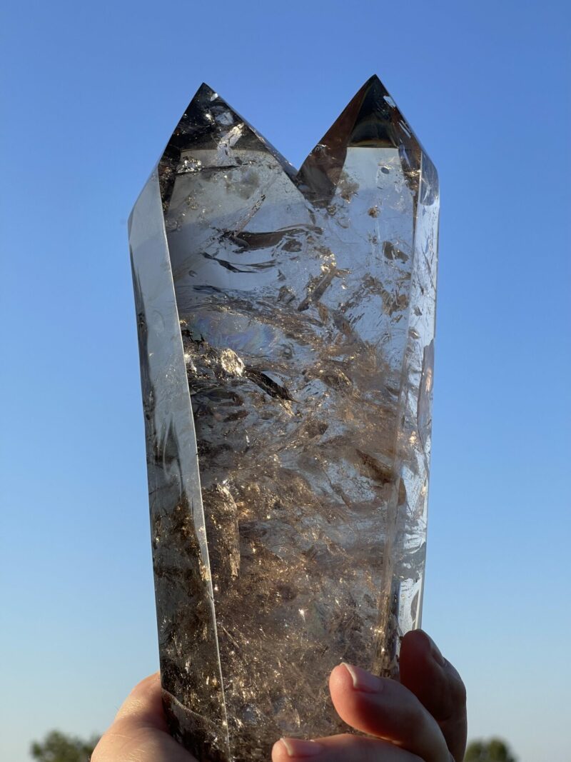 This is Rainbow Infused Twin Soul Smoky Quartz 2.1kg of Harmonizing Energy, Spiritual Unity, and Love Connection