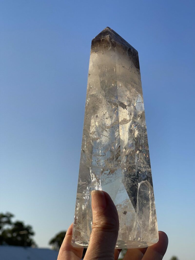 This is Beautiful Channeling Clear Quartz with Smoky Top 1.49kg of Spiritual Guidance and Grounded Clarity