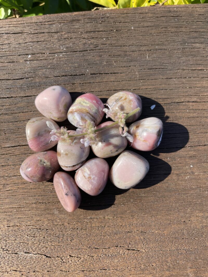 this is Andean Pink Opal Tumbler - Nurturing the Heart with Gentle Compassion