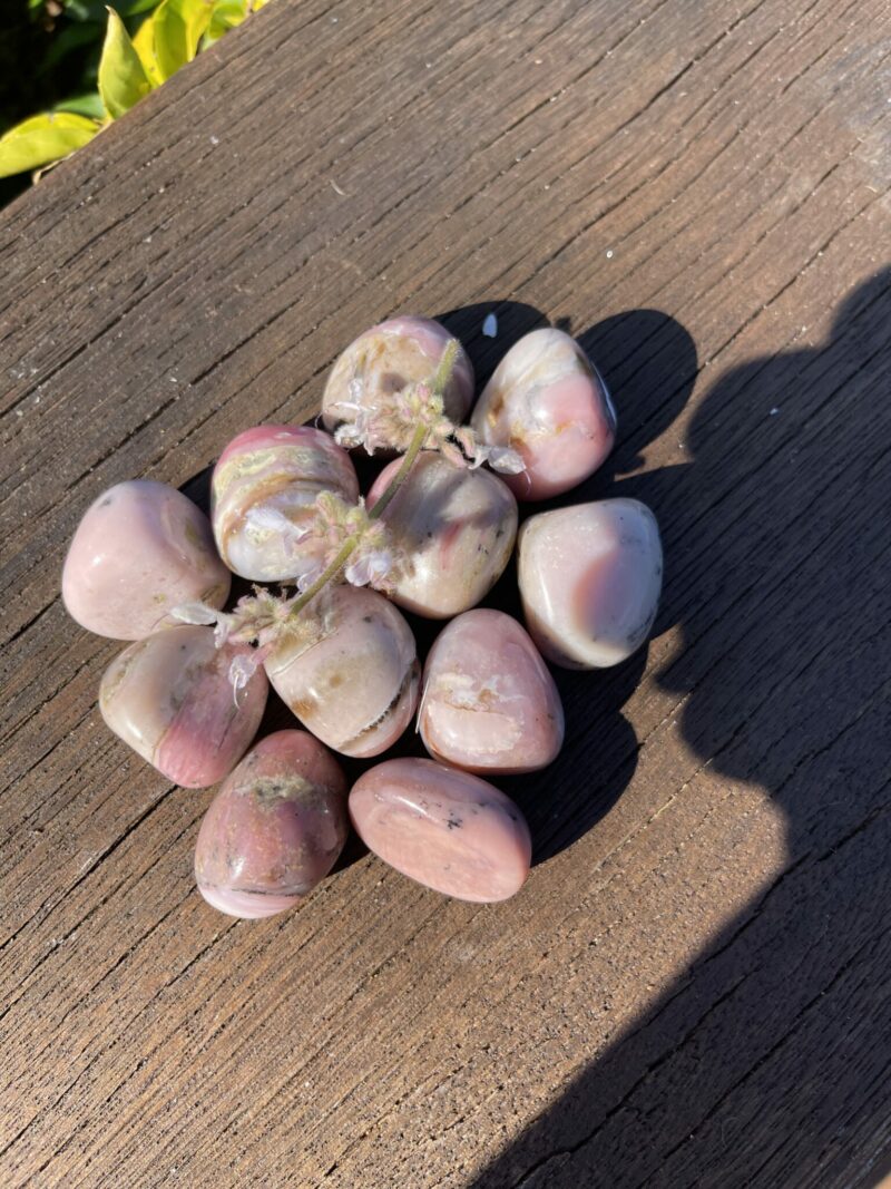 this is Andean Pink Opal Tumbler - Nurturing the Heart with Gentle Compassion