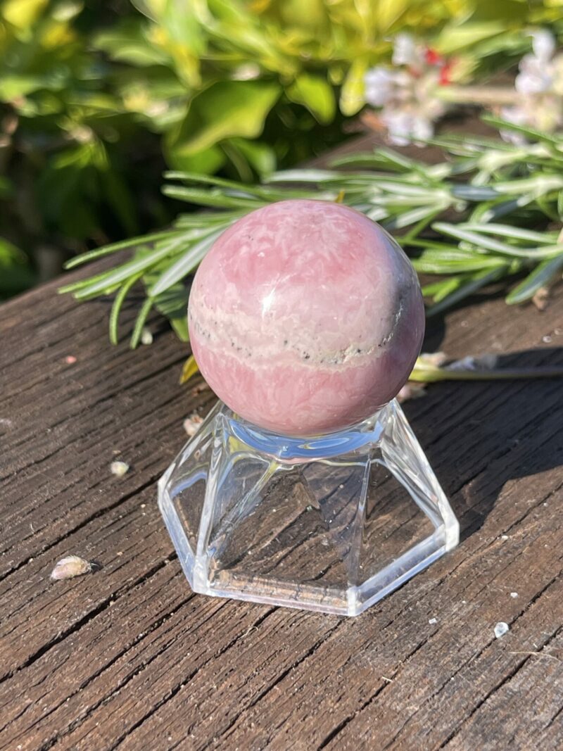 This is Rhodochrosite Sphere - Heart-Centered Harmony (3cm)