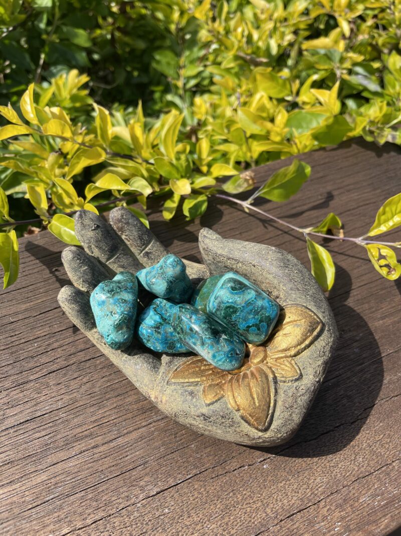 this is Chrysocolla XL Tumbler for Tranquility and Communication