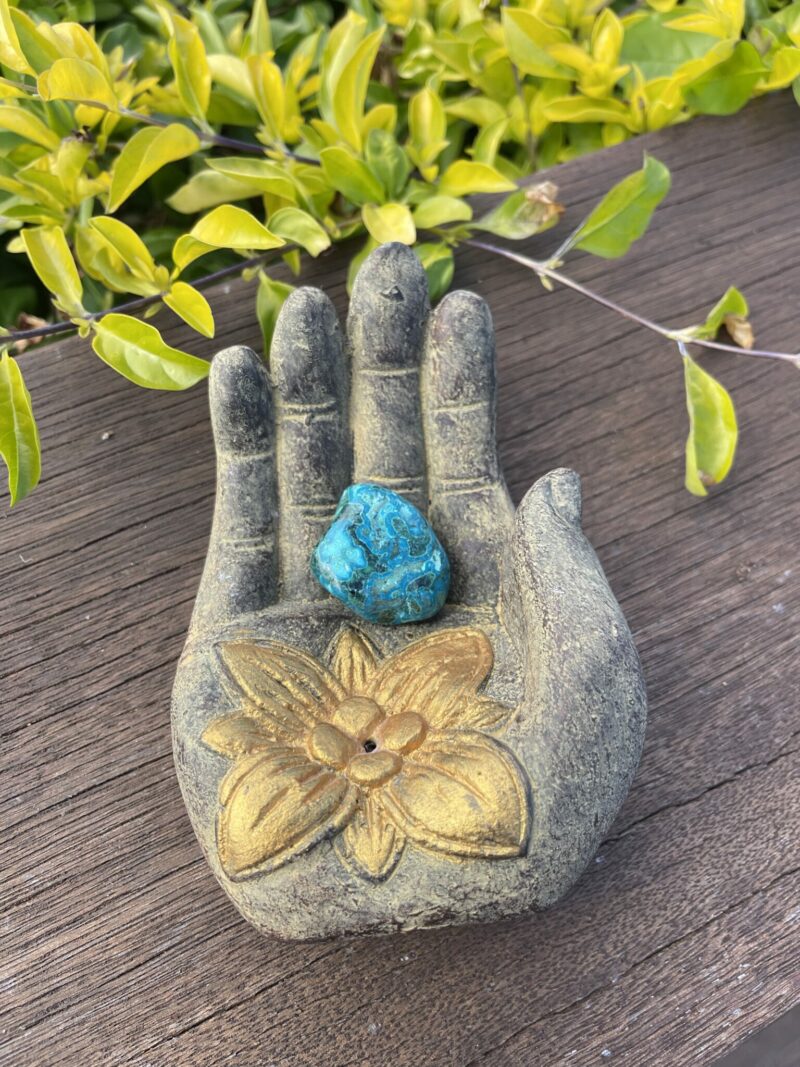 this is Chrysocolla XL Tumbler for Tranquility and Communication