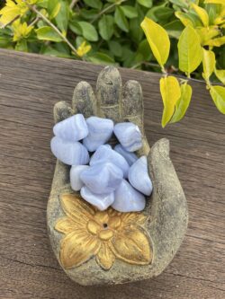 This is Serene Communication: Set of 3 Medium Blue Lace Agate Tumblers for Calm and Clarity