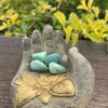 This is Calming Clarity: 4-Pack Small Amazonite Tumblers for Emotional Balance and Soothing Communication