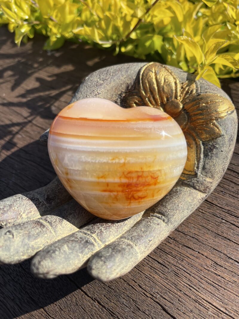 This Carnelian Heart invites you to embrace its ancient wisdom and powerful energy, helping you grow with strength and creativity.