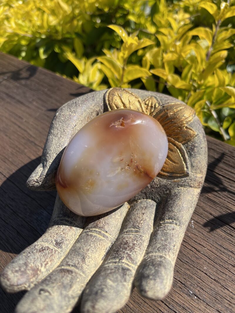 This is Dynamic Carnelian Palm Stone for Passion