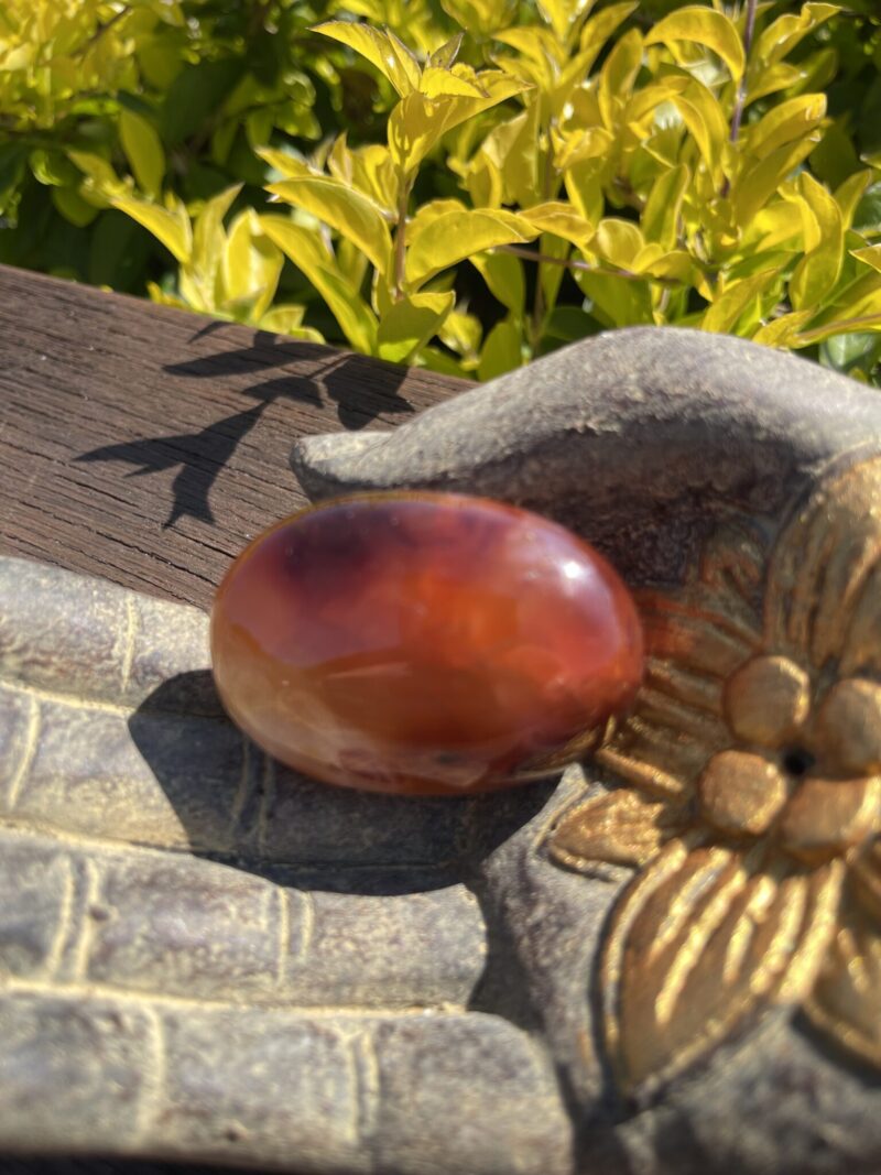 This is Carnelian Palm Stone for Motivation and Joy