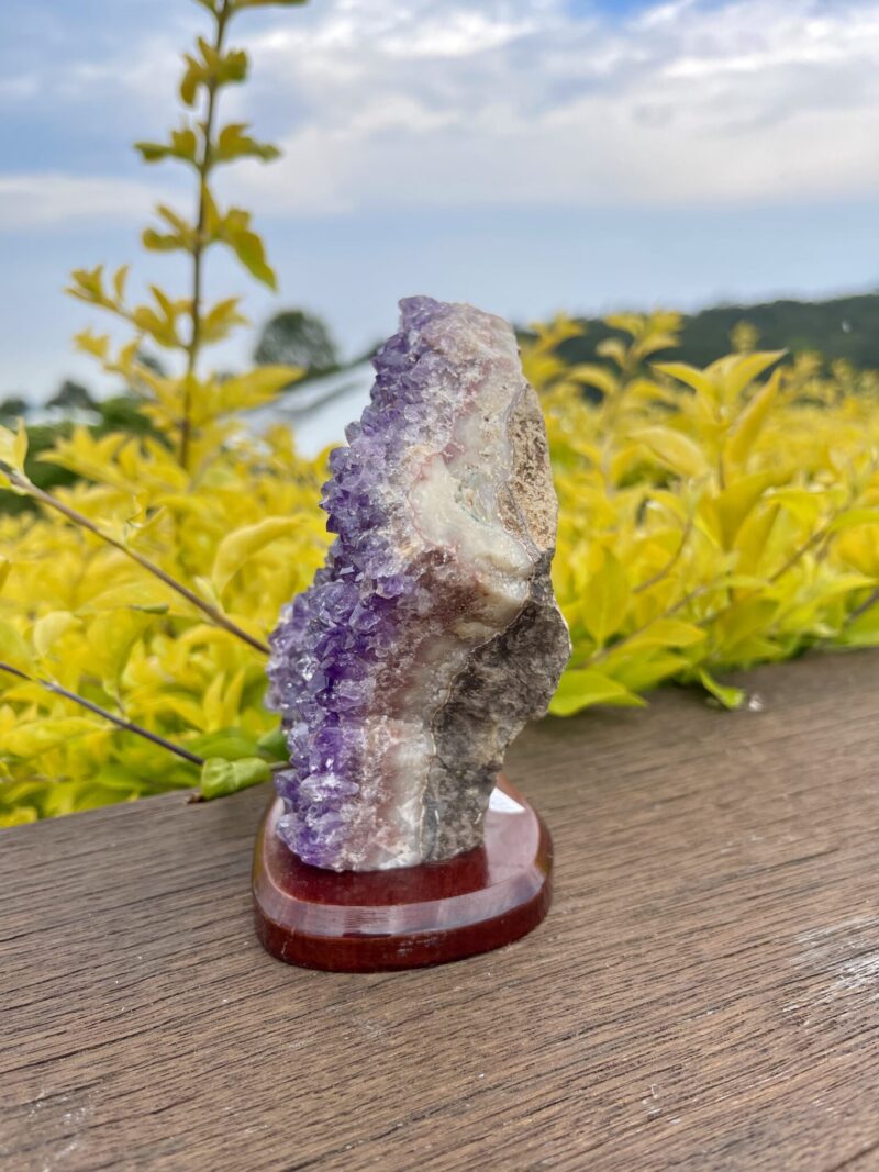 This is Amethyst Cluster on Stand for Protection and Spiritual Balance