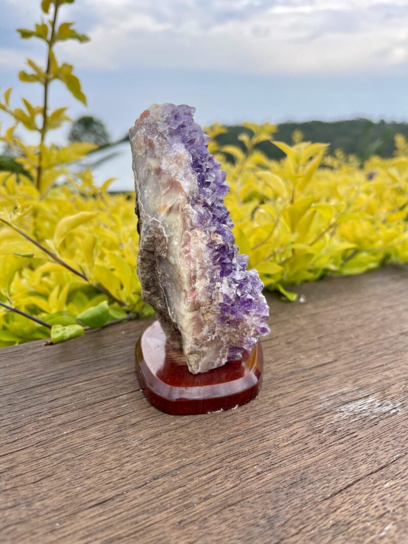 This is Amethyst Cluster on Stand for Protection and Spiritual Balance