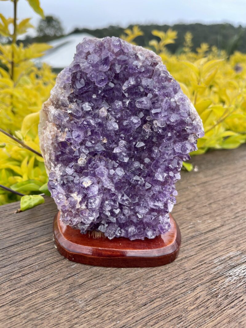 This is Amethyst Cluster on Stand for Protection and Spiritual Balance