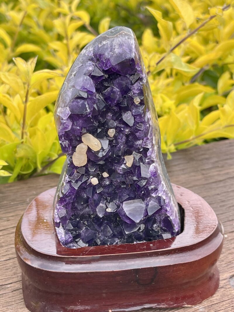 This is Deep Amethyst Cluster for Spiritual Protection on Stand