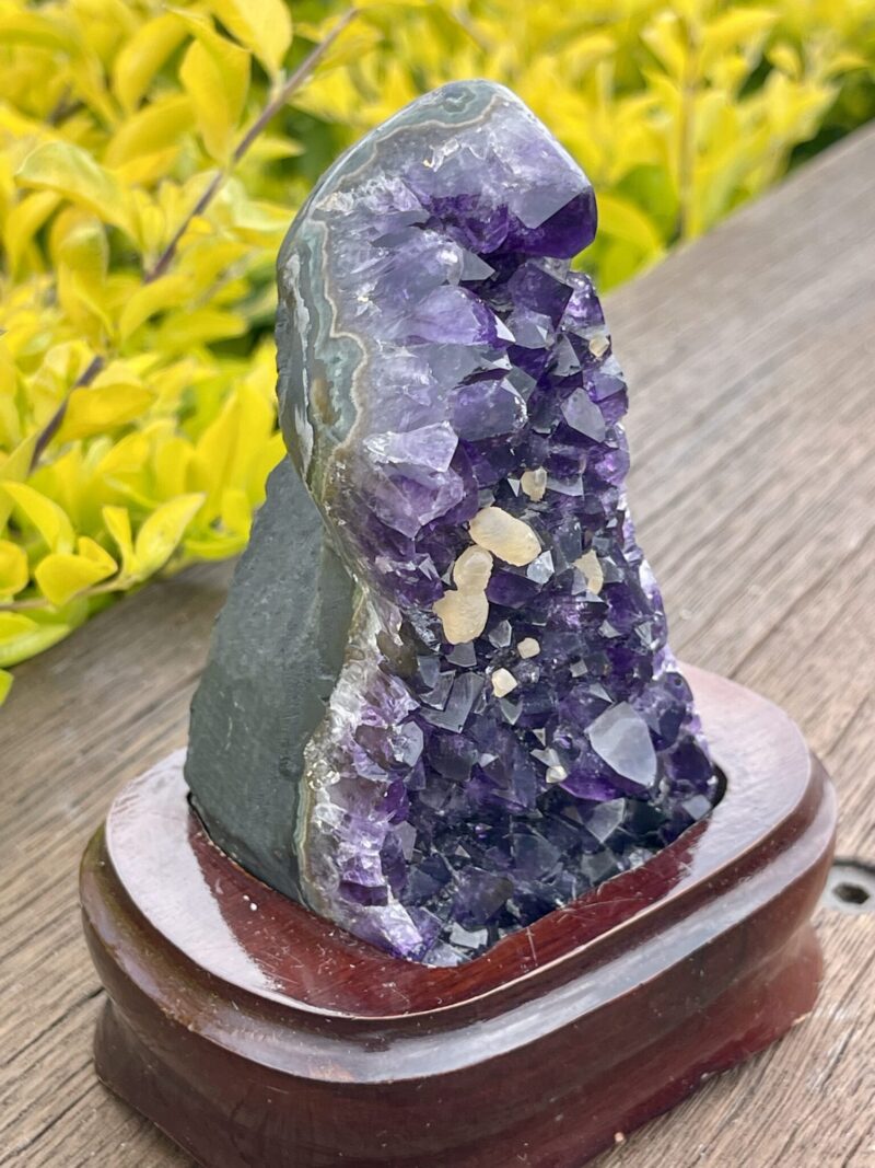 This is Deep Amethyst Cluster for Spiritual Protection on Stand