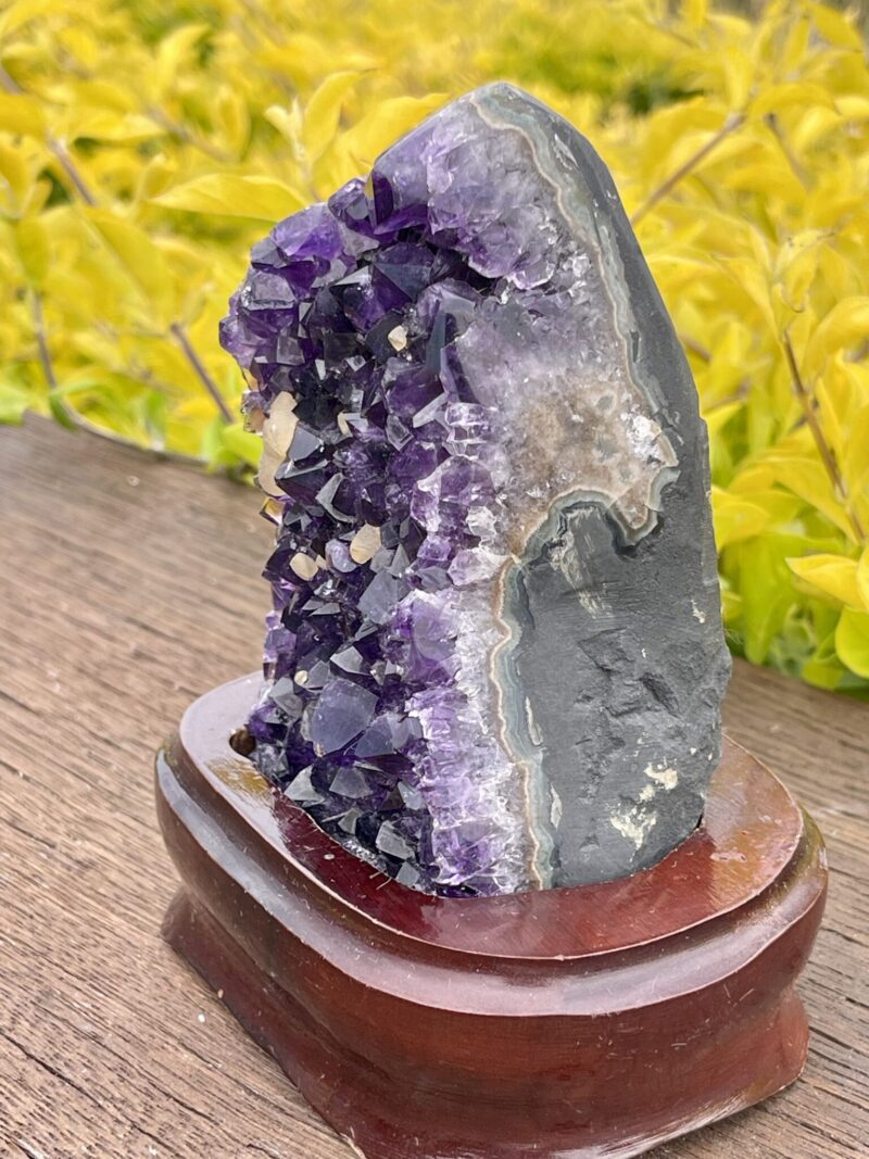 This is Deep Amethyst Cluster for Spiritual Protection on Stand