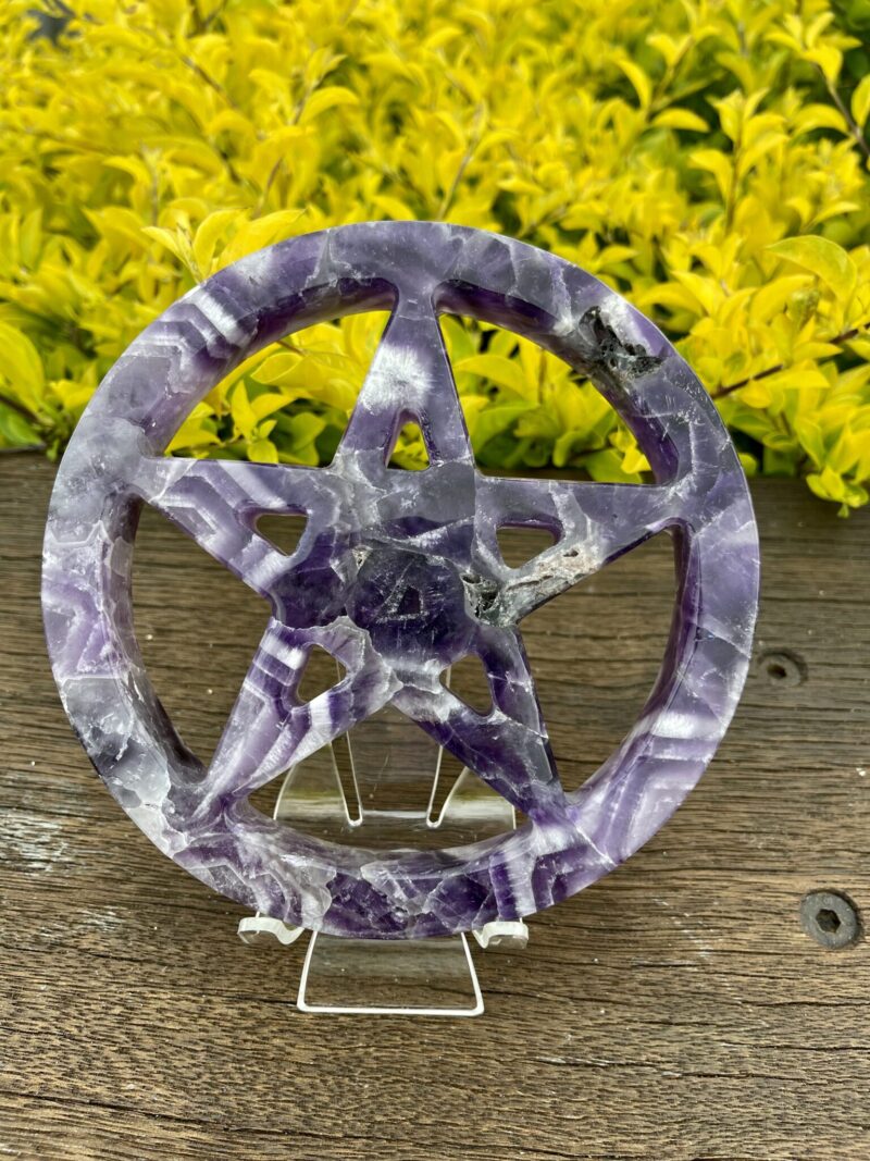 This is Chevron Amethyst Carved Pentacle for Protection 