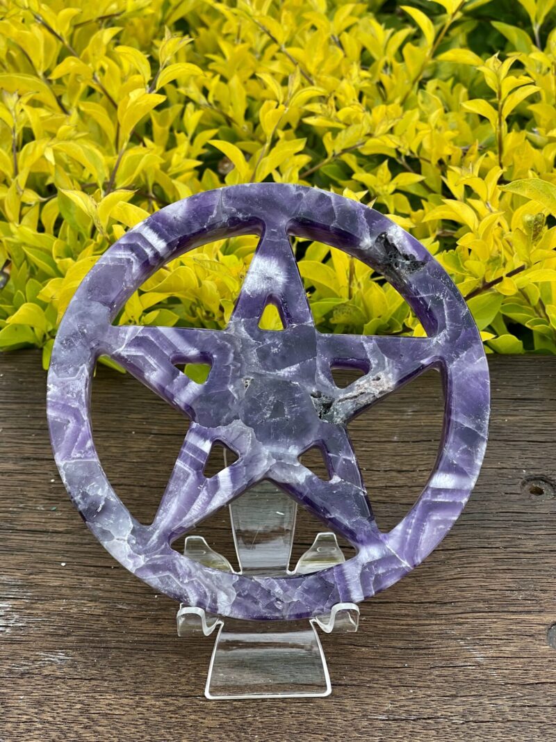 This is Chevron Amethyst Carved Pentacle for Protection 