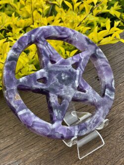 This is Chevron Amethyst Carved Pentacle for Protection 