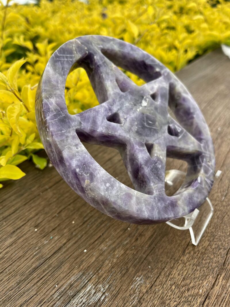 This is Chevron Amethyst Carved Pentacle for Protection 2