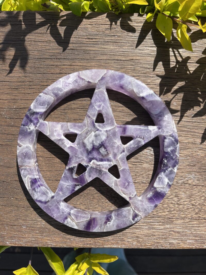 this is Chevron Amethyst Carved Pentacle for Protection 3