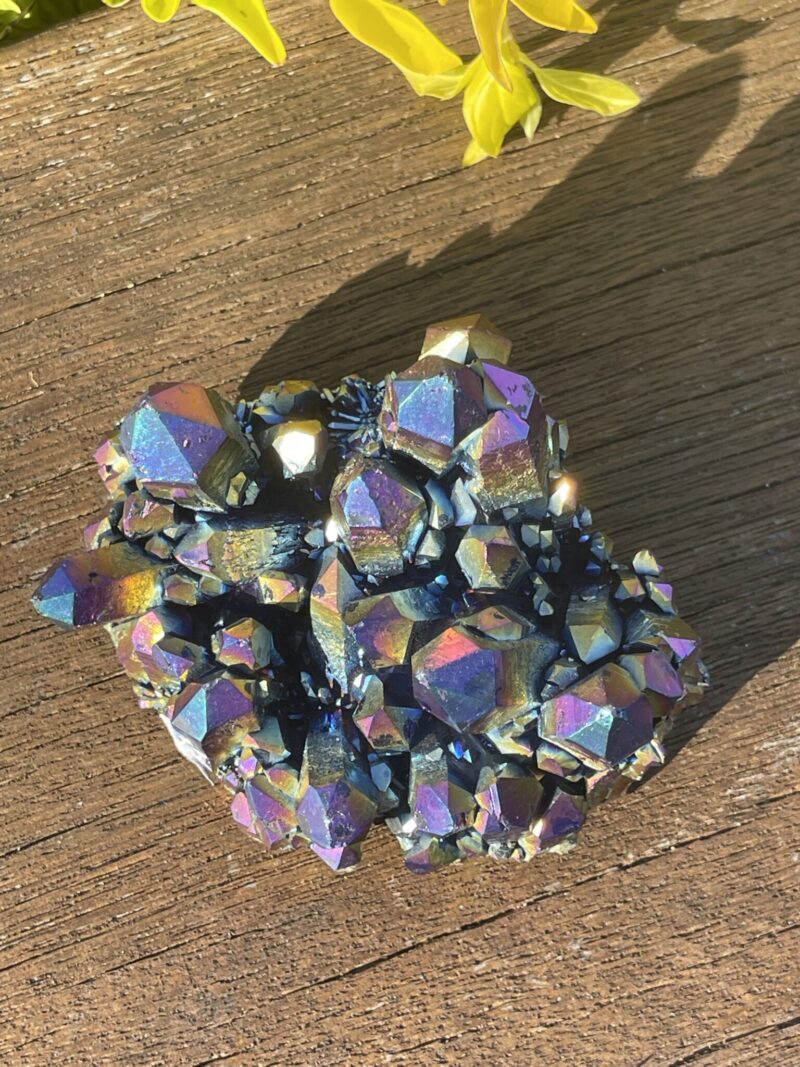 This is Titanium Aura Quartz Cluster for High Vibrational Energy and Transformation