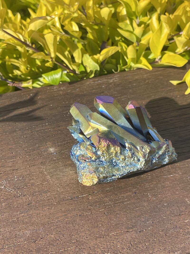 this is Titanium Aura Quartz Cluster for Creativity and Motivation