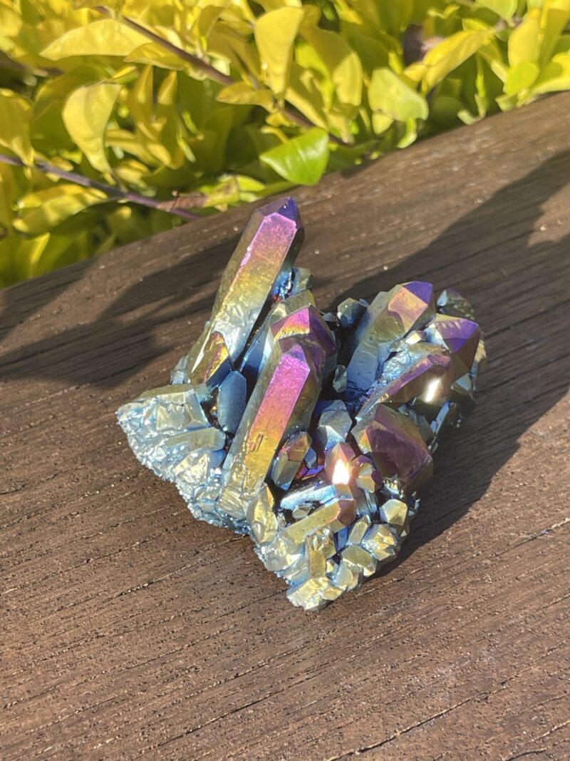 This is High-Energy Titanium Aura Quartz Cluster for Transformation