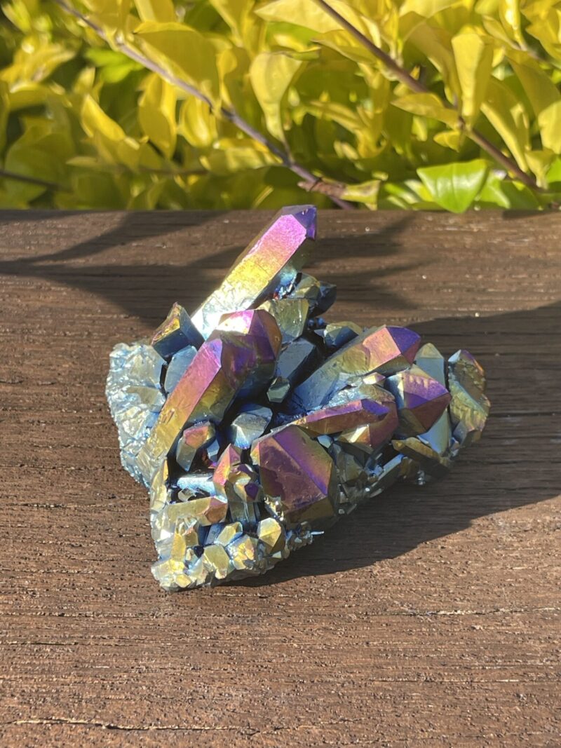 This is High-Energy Titanium Aura Quartz Cluster for Transformation