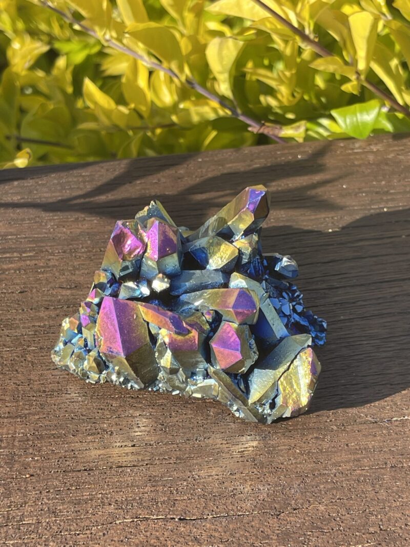 This is High-Energy Titanium Aura Quartz Cluster for Transformation