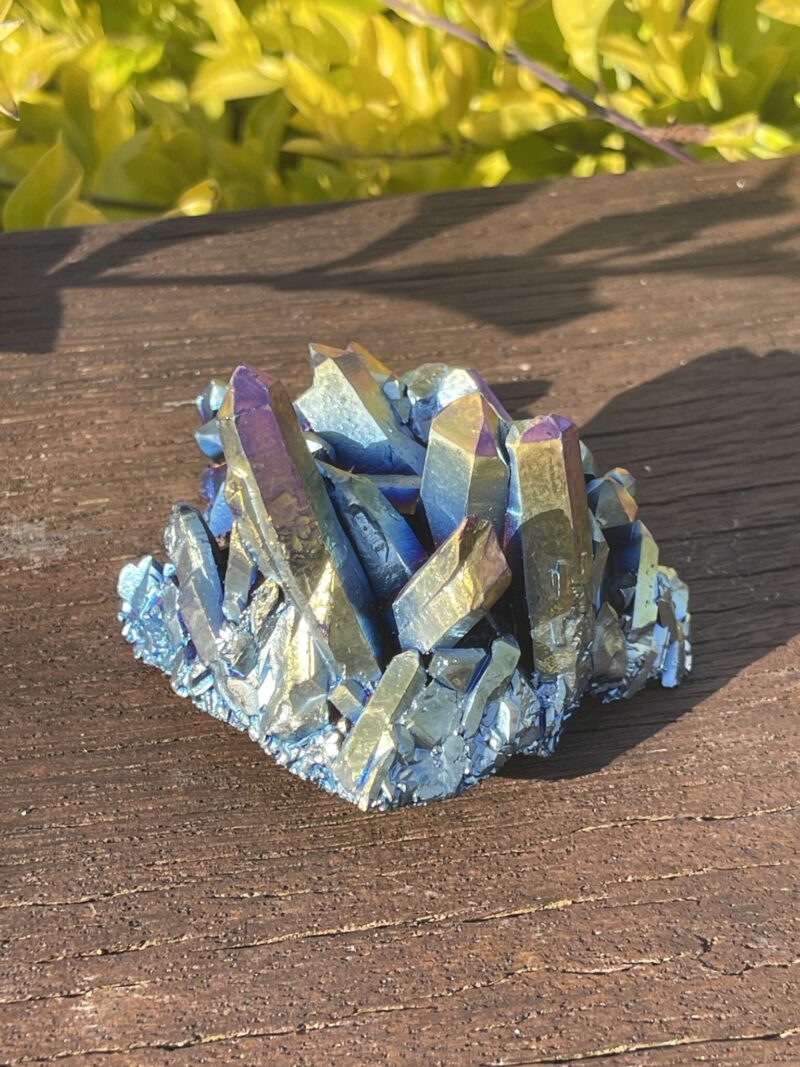 This is High-Energy Titanium Aura Quartz Cluster for Transformation