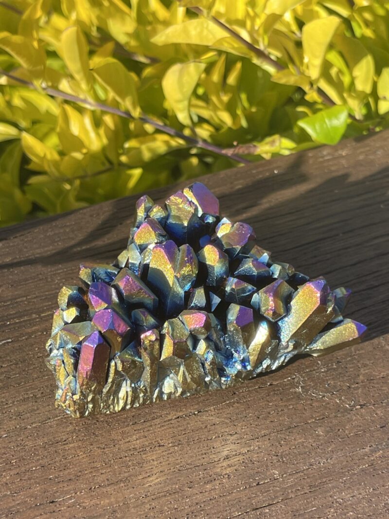 This is Titanium Aura Quartz Cluster for Emotional Healing and Balance