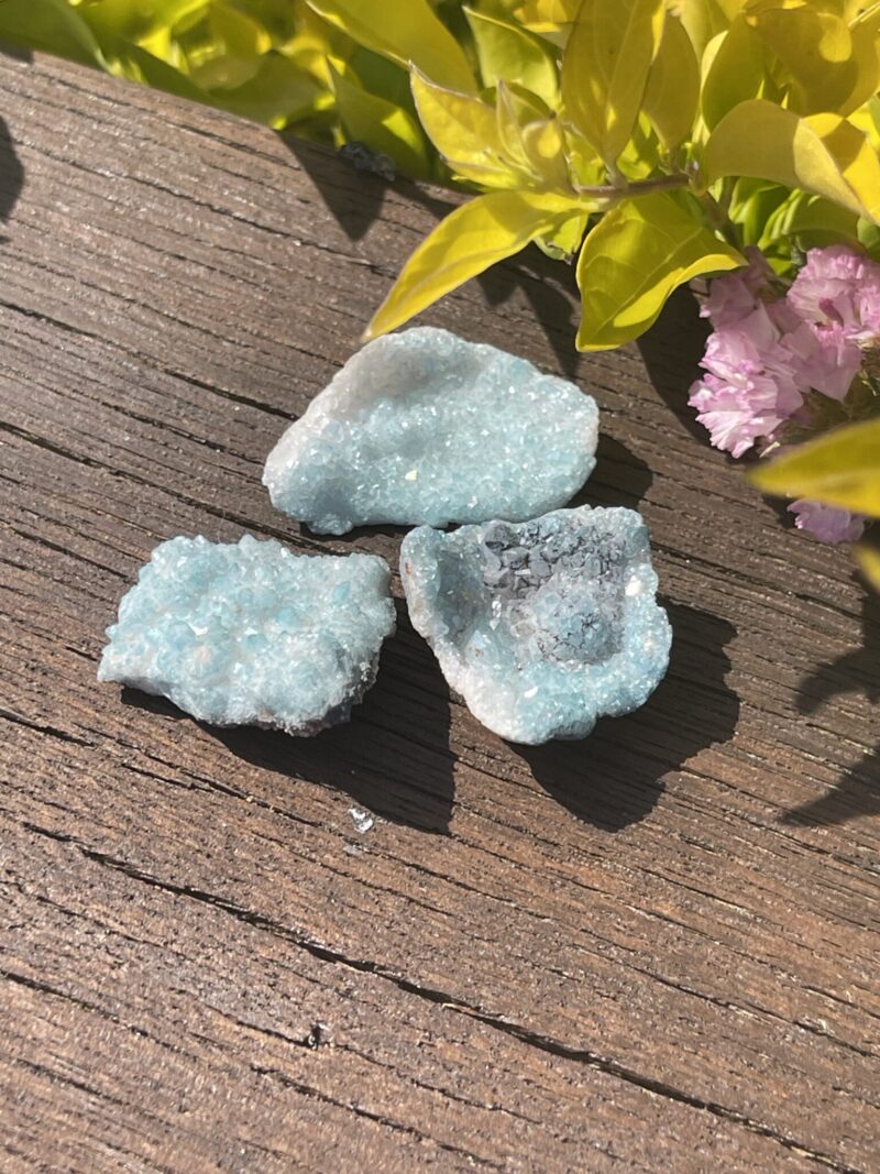 This is Aqua Aura Set of 3 Geode for Spiritual Connection